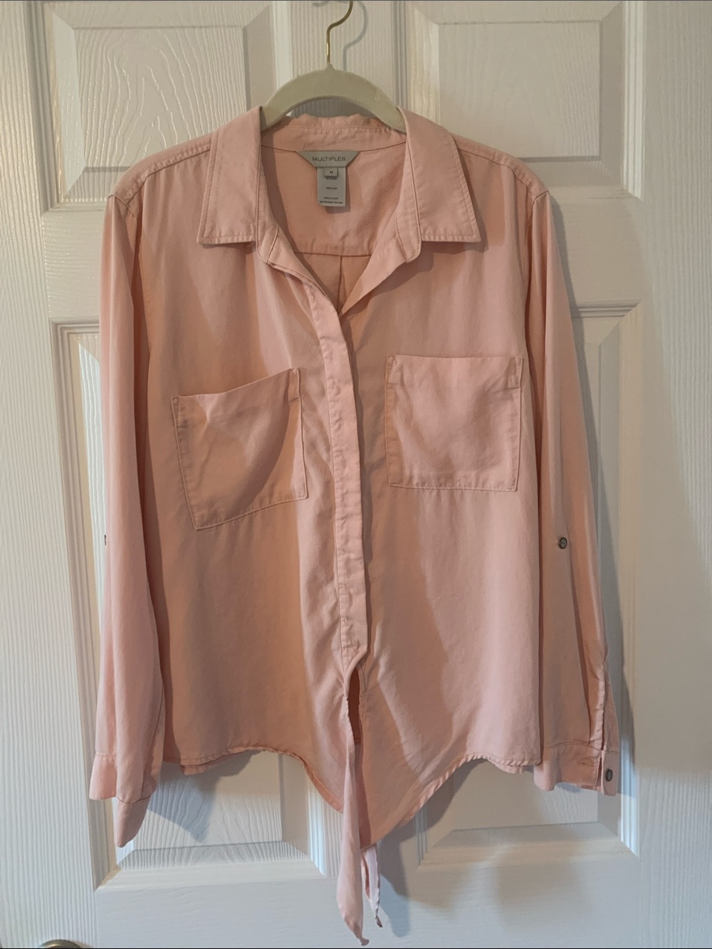 Multiples Light Pink Button-Front Women's Blouse